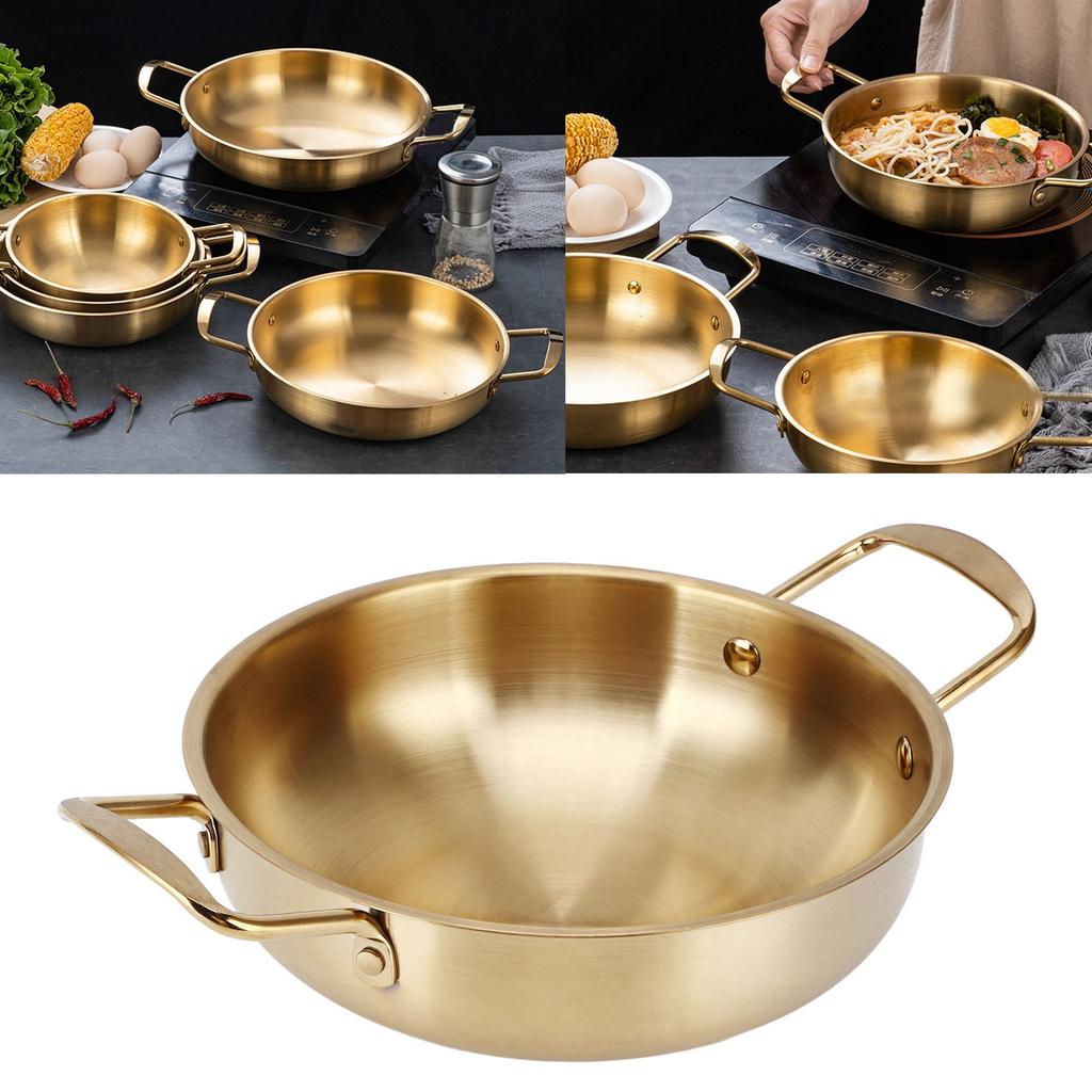 Gold Korean Ramen Pot Stainless Steel Noodle Pot Portable Kitchen Cooking Pot for Household
