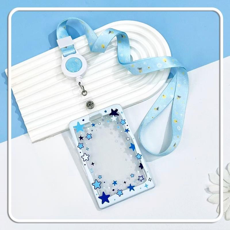 Star Sliding Cover Card Holder Transparent Portable Id Protector Kpop Photocard Photo Case Student School Card Bus Card Holder
