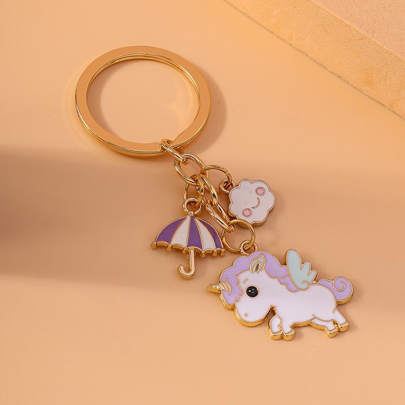 Cute Enamel Animal Horse Keychain Unicorn Key Ring Pendant for Car Key Holder Women Girls Handbag Accessories DIY Jewelry Gift
