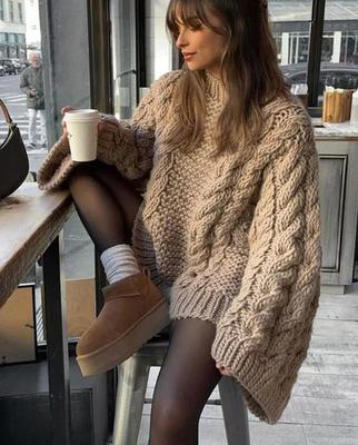Vintage Knitted Sweater Women Elegant Casual Oversize Pullover Long Sleeve Autumn Winter Solid Lady Twist Sweater Loose
