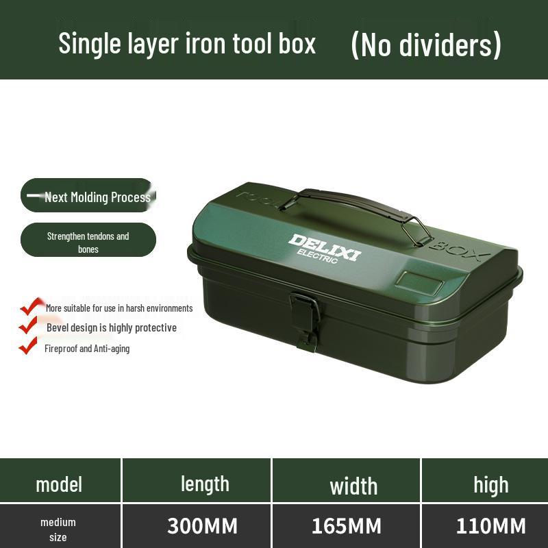 

Металевий ящик для інструментів промислового класу Delixi для дому та ремонту автомобіля Enhanced Large 【370*160*110】