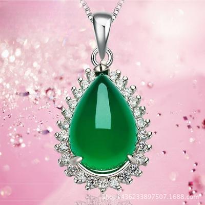 Naszyjnik ze srebra próby 925 Naturalny chalcedon Wisiorek moda Prosta srebrna biżuteria