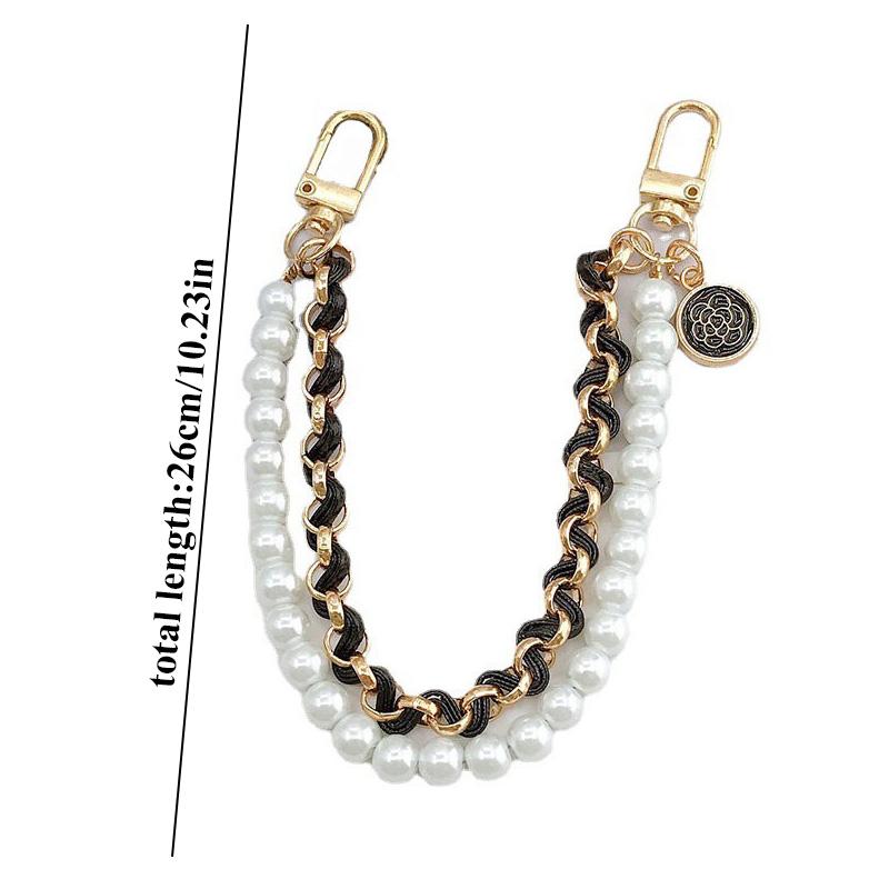 Vintage Pearl Bag Rem för handväska Dubbellagers kedja Pearl Telefonsnodd DIY Handväska Byte Handtag Väska Tillbehör