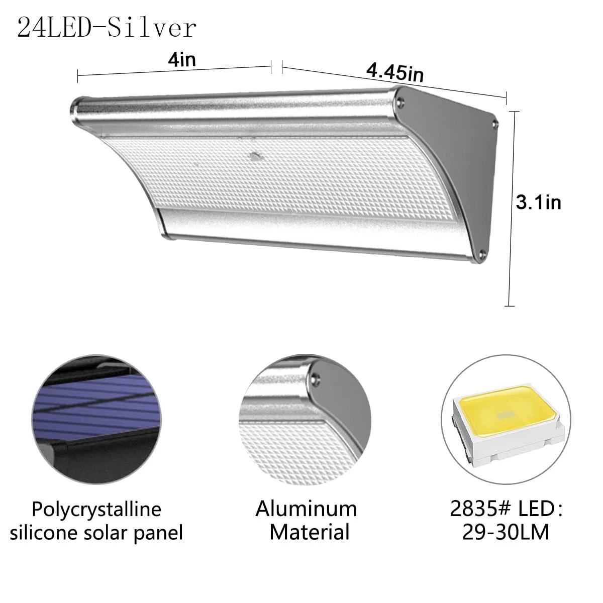 

60/48Led уличный солнечный настенный светильник, солнечные прожекторы, датчик движения, водонепроницаемый настенный светильник, металлический корпус 1100LM для садового освещения Warm Lighting