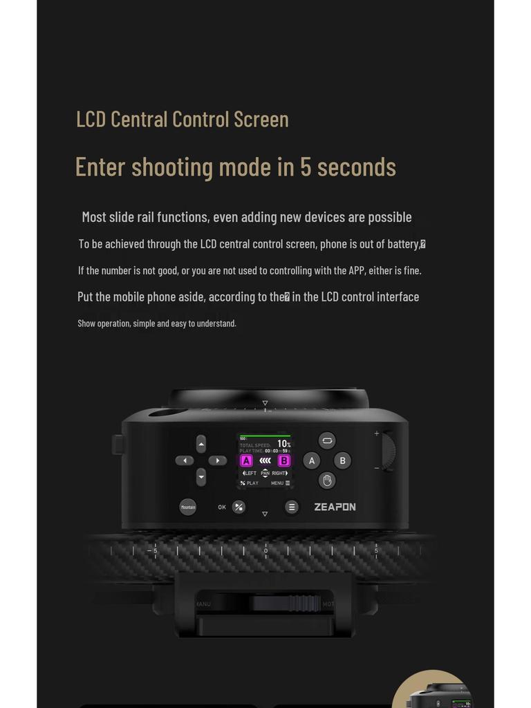 ZEAPON AXIS Series Electric Three-Axis Slider for DSLR Video, Photography, Live Streaming, and Time-Lapse.