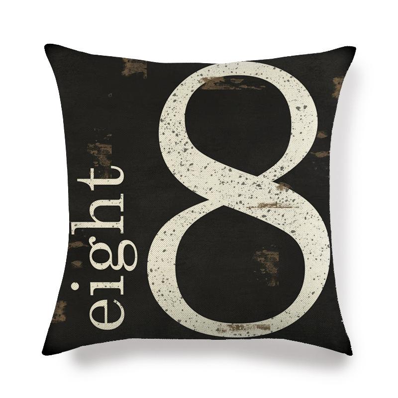 Black And White Minimalist Arabic Numerals Digital Printing Short Plush Pillow Covers For Sofa Office Cushion Cover Home Goods