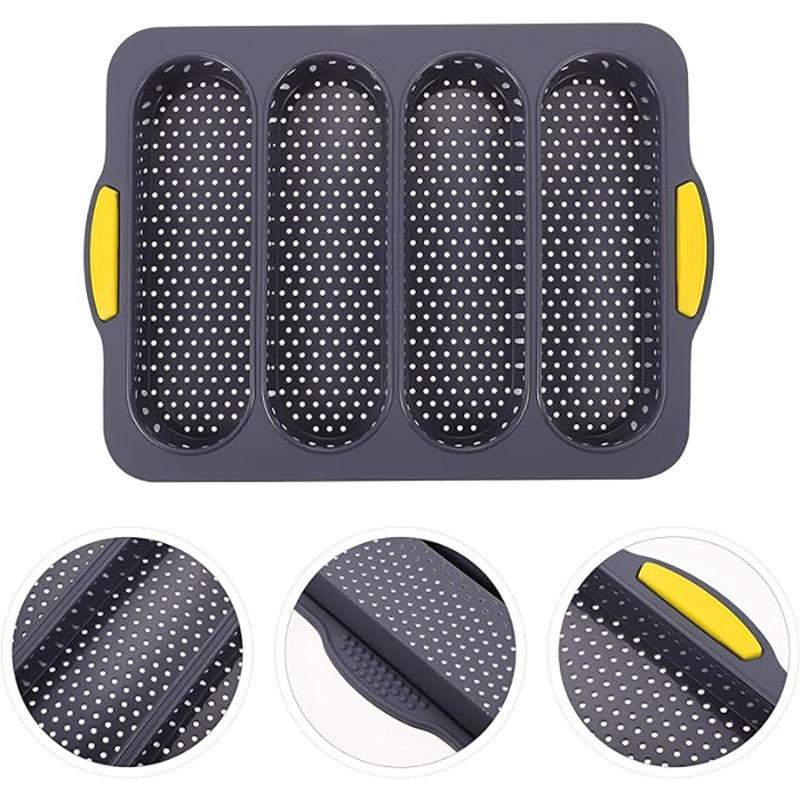 Silicone Baguette Pan 4 Holes Baguette Pan Bread Baking Pan Silicone Loaf Pan Easy To Release French Toast Bread Baking Tray