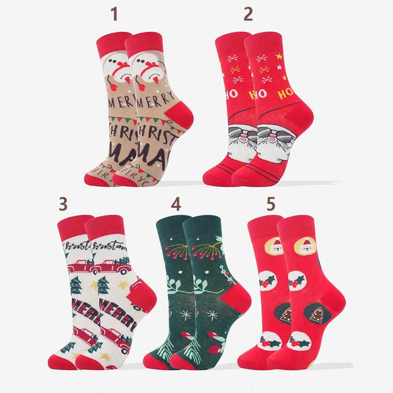 

Хлопковые носки до середины икры с рождественским мультяшным рисунком: Милый зимний стиль выше колена 1