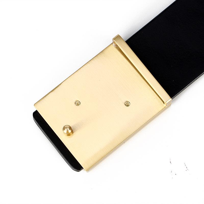 Men's Youth Plaid Leather Belt with Z Copper Buckle - Genuine Cowhide, Easy to Wear