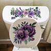 Elegant Purple Flowers Toilet and Wall Sticker Set Waterproof Self-Adhesive Removable Decal for Bathroom WC Decoration