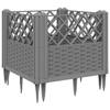 VidaXL Planter with Stakes Light Grey 43.5x43.5x43.5 Cm PP, Flower Box, Planter Stand, Flower Stand, Container 368008