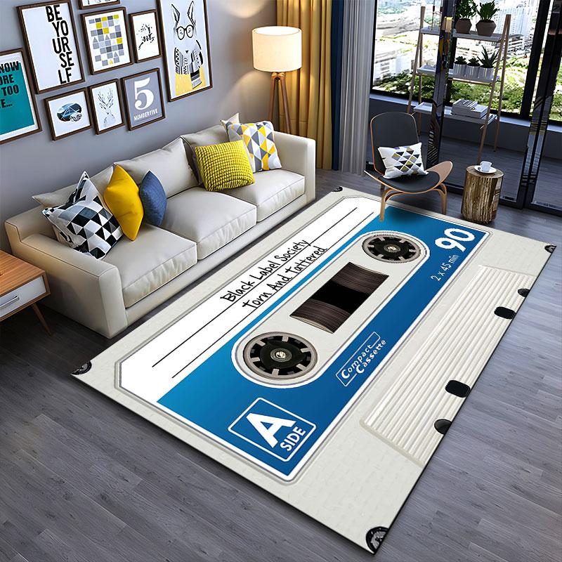 Retro Cassette Tape Design Carpet suitable as a non-slip mat for the living room or bedroom sofa