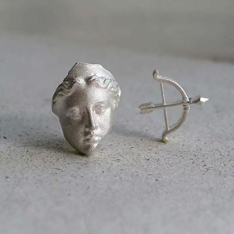 

Fashion Silver Plated Artemis Bow and Arrow Stud Earrings for Men Women Earrings Carve Portrait Retro Jewelry Accessories Gifts