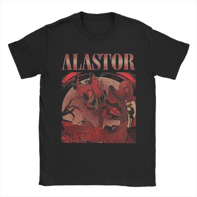 Neuheit Alastor Hazbins Hotels Charaktere T-Shirts Herren Rundhals Baumwoll-T-Shirts Radio Dämon Kurzarm Tees Einzigartige Kleidung