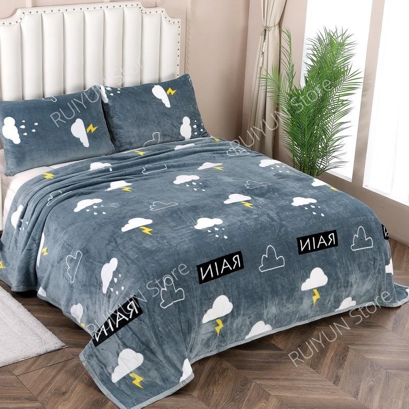 

Зимнее утепленное одеяло с новым принтом, мягкое одеяло из кораллового флиса, дорожное одеяло для автомобиля, покрывало для офиса, обеда, одеяло с кондиционером 200x230cm