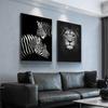 Animal Canvas Poster Printing Black Lion Zebra Dog Painting Modern Art Decoration Living Room Wall Painter