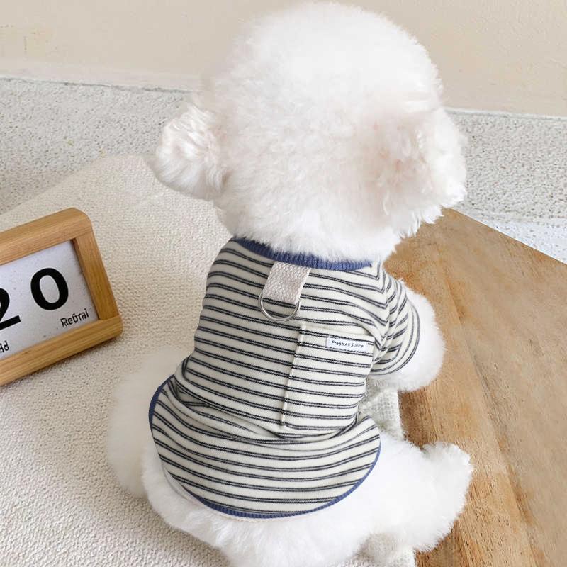 Pet Spring Striped Short Sleeve Cat T-shirt Teddy Two Leg Top Sunscreen Vest Puppy Clothes Dog Clothes for Small Dogs