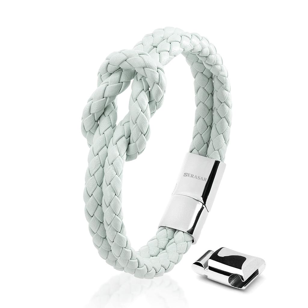 Leather Bracelet for Women 18cm Light Blue Jewelry Box Authentic Decorative Arm Chain Girlfriend Gifts Sister Wife Couple Infinity Mother Lover