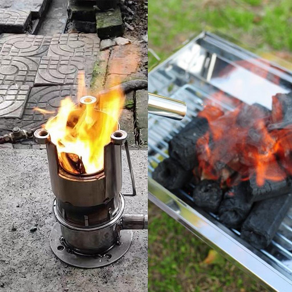 Portable BBQ Fan Air Blower Handheld USB Powered Barbecue Fan Air Blower Outdoor Camping Picnic Grill Cooking Tool