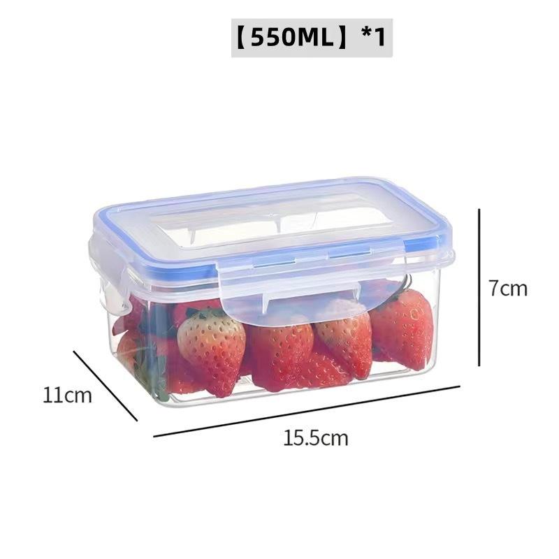 Sealed Rectangular Refrigerator Storage Box with Lid Plastic Trasparent Crisper Food Containers Stackable Microw