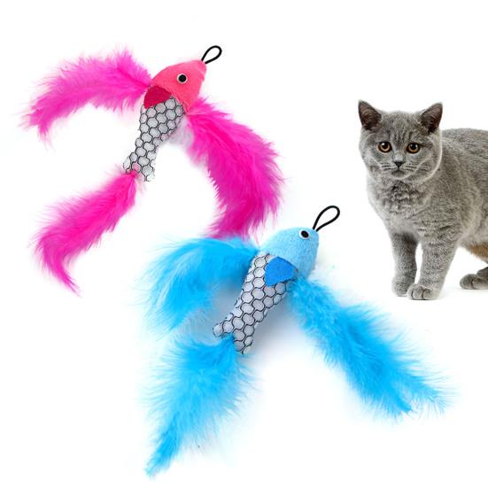 Cat Wand Toy Bionic Design Interactive Toy Plush Pet Cat Stick Toy Replacement for Kitten