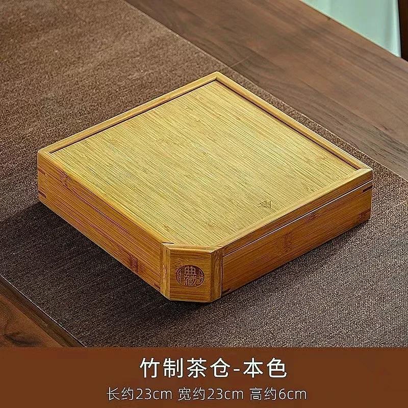 New Bamboo Box Tea Cake Storage Box Tea Organizer TeaCeremony Accessories TeaTray Drawer Organizer Storage Bin Bamboo Cabinet