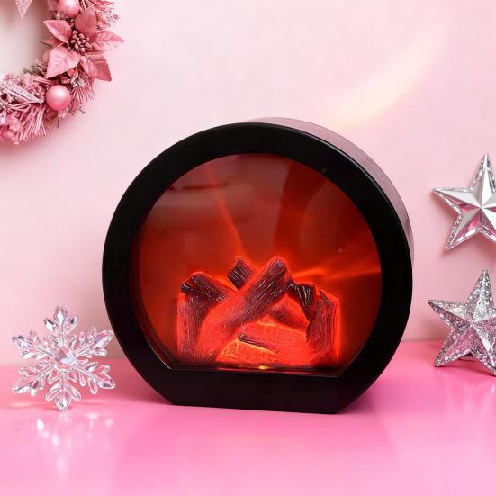 LED Flame Effect Lantern Retro Tabletop Fireplace Decor with Realistic Flickering Light Indoor Outdoor Lantern