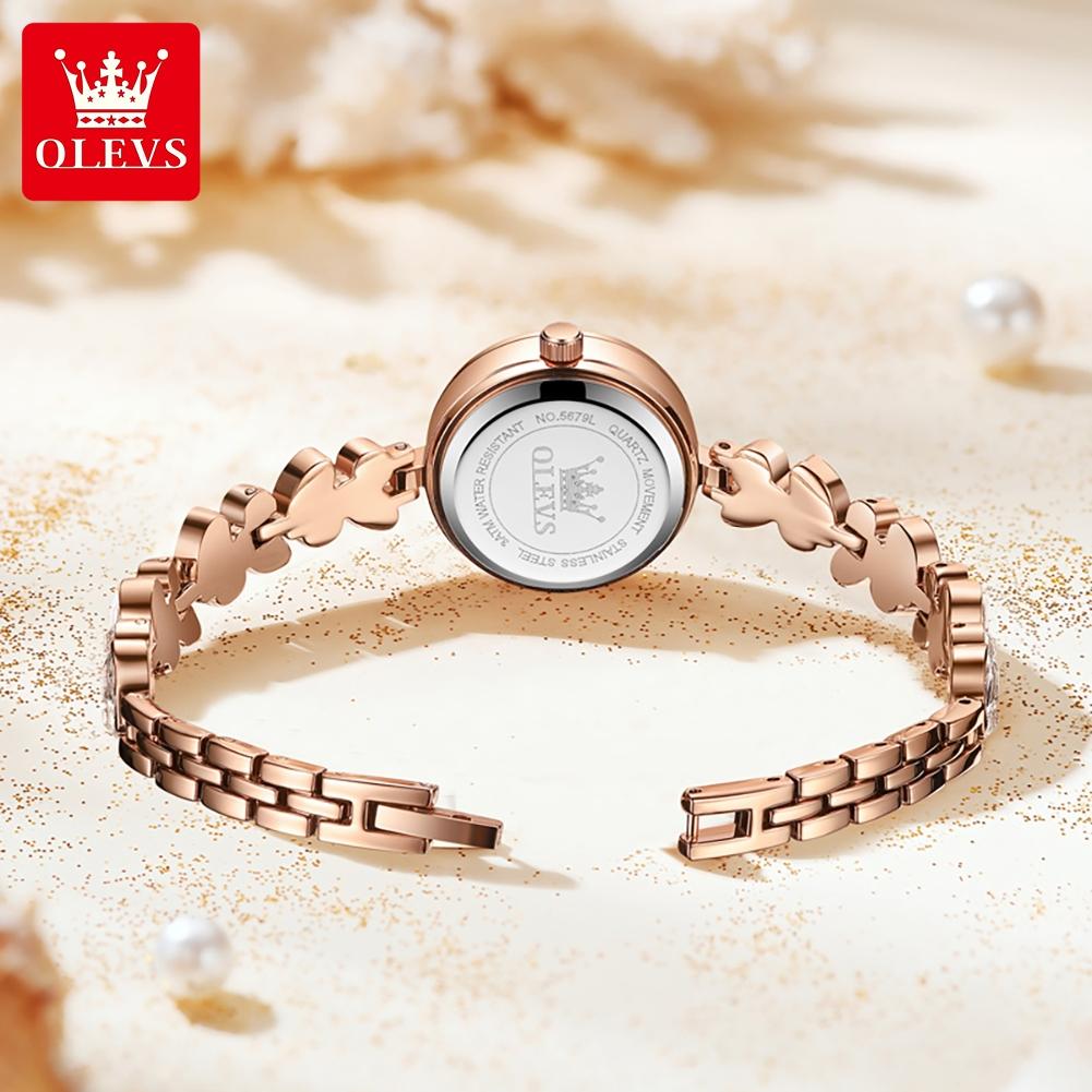 OLEVS Full Diamond Quartz Watch for Women Elegant Fashion Luxury Waterproof Ladies Bracelet Wristwatch Original Woman Watch 5679