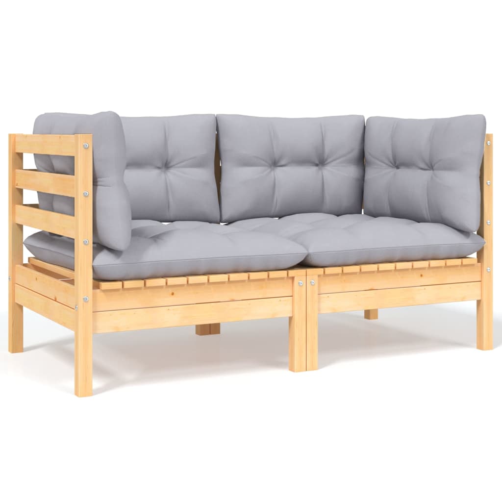 Vidaxl 5-Cz. Garden Lounge Set, Grey Cushions, Pine
