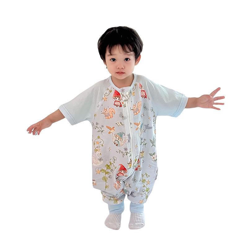 Bamboo Fiber Infant Sleeping Bag - Summer Anti-Kick Gauze Pajamas for Babies