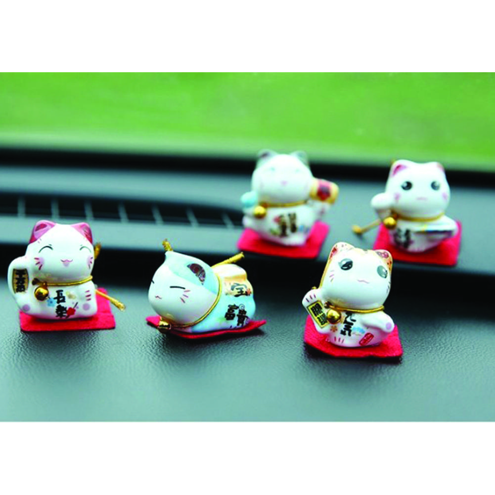 5pcs/set Car Ornaments Cute Smiling Lucky Cat Auto Interior Ornaments