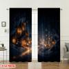 Set Of 2 Flat Printing Merry Christmas Curtains Cozy Winter Village Evening Scene Digital Printed Polyester Drapes Family Party Curtain Made