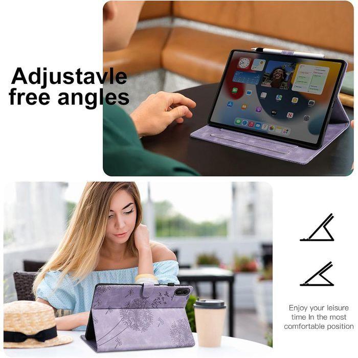 Coque + Verre Trempé pour Xiaomi Redmi Pad 2 11" 2025, Anti-Rayures Motif Pissenlit Cuir PU Violet