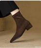 Fashionable versatile elastic boots women new autumn winter look slim back zipper bare boots pointed warm women short boots