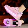 LED Lights Kids Roller Skate Shoes Deformation Boys Girls Sneakers With 2 Wheels Sport Outdoor Parkour Children Adults Sneaker
