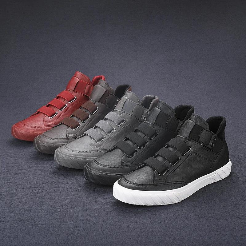 Men's ankle boots fashion Comfortable Platform Boots Men‘s’ Outdoor High Top Leather Boots Fashion Comfortable black Men Shoes