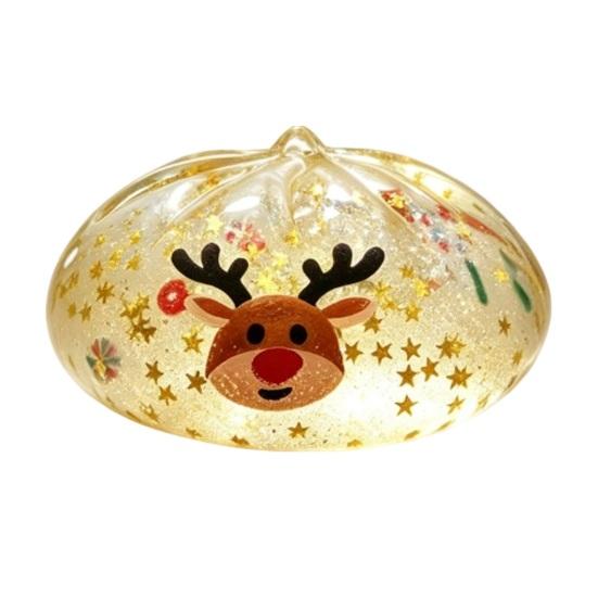 Sensorische Stressbälle Weihnachten Brötchen Quetschspielzeug Set zur Linderung, Weiche TPR Fidget Mini-Figuren mit bunten Pailletten Nikolaus Rentier Design, Dekompression