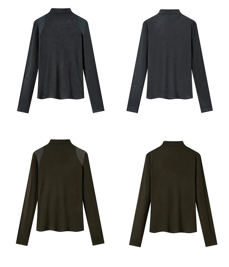Cotton Cocoon Off-Shoulder Half-High Neck Slim Long-Sleeve Top for Women - 2026 Spring/Autumn Collection