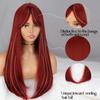 MISSQUEEN Red Wig Long Straight Middle Part Long Oblique Bangs Inward Artificial Fiber Female Wig for Daily Wear