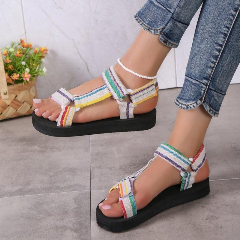 

Модные летние туфли на плоской подошве для женщин из пеньковой веревки, пляжные сандалии, универсальные повседневные тапочки, женские сандалии большого размера 36