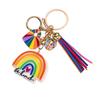 Lovely Rainbow Love Key Holder Dainty Tassels Charm Ideal For Purse Backpack Decoration