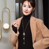 Elegant Long Pendant Necklace With Tulip Cats Eye Stone Flower Design Women Gold Or Tone Alloy Snake Chain 81cm