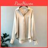 Satin Ladies Shirt Blouse Spring Autumn Tops Women Clothing Button Up Long Sleeve Solid Loose Plus Size Shirts