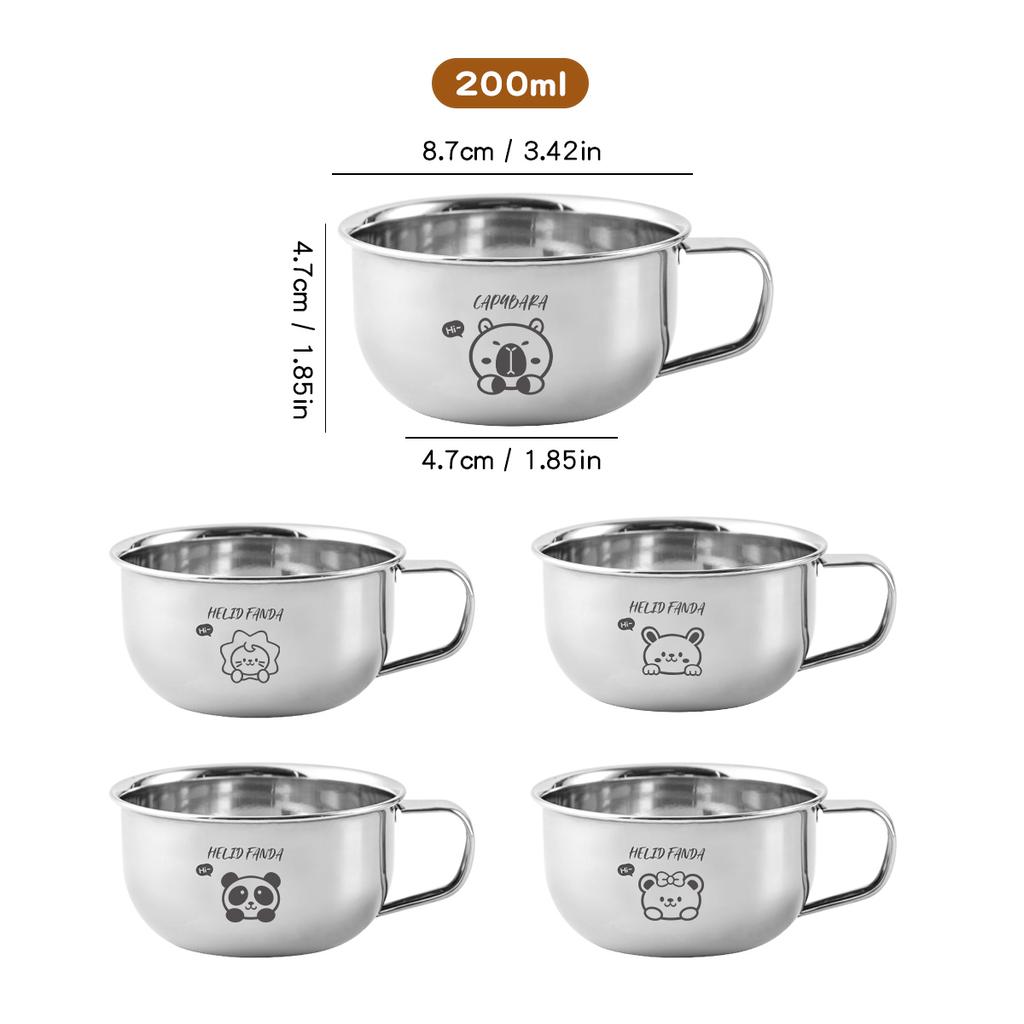  Mini-Wasserbecher aus Edelstahl 304 mit Henkel, niedliches Capybara-Motiv, Milch- und Kaffeebecher, robuster Trinkbecher für Kinder und Schüler