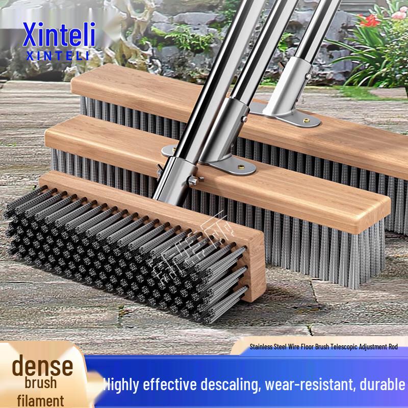 XINTELI Industrial Steel Wire Floor Brush Brush Head + Connector (Pole Not Included)
