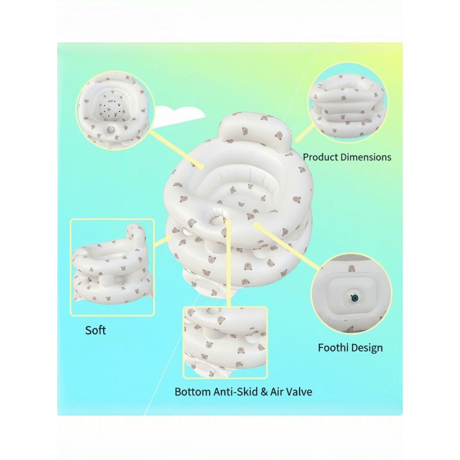 3-36 Months Baby Inflatable Booster Seat With Fence And Built-In Air Pump Dual-Layer Sitting Posture Training Chair