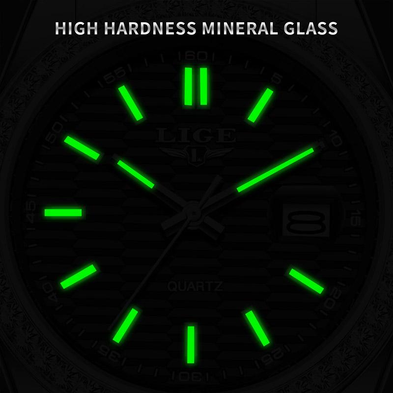 LIGE TOP NEW Men's watches Luxury Fashion Quartz clock Stainless Steel Waterproof Luminous watches for men reloj hommes+BOX