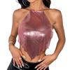 Metallic Sequin Crop Top For Women With Halter Neck Streetwear