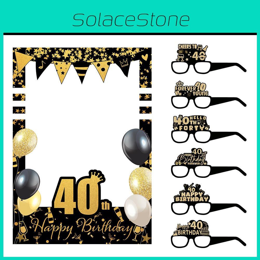 18 To 80 Years Old Birthday Black Gold Paper Glasses Photo Frame Decor Props