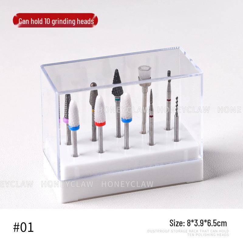 Nail Drill Bit and Polish Remover Storage Box with Dustproof Display